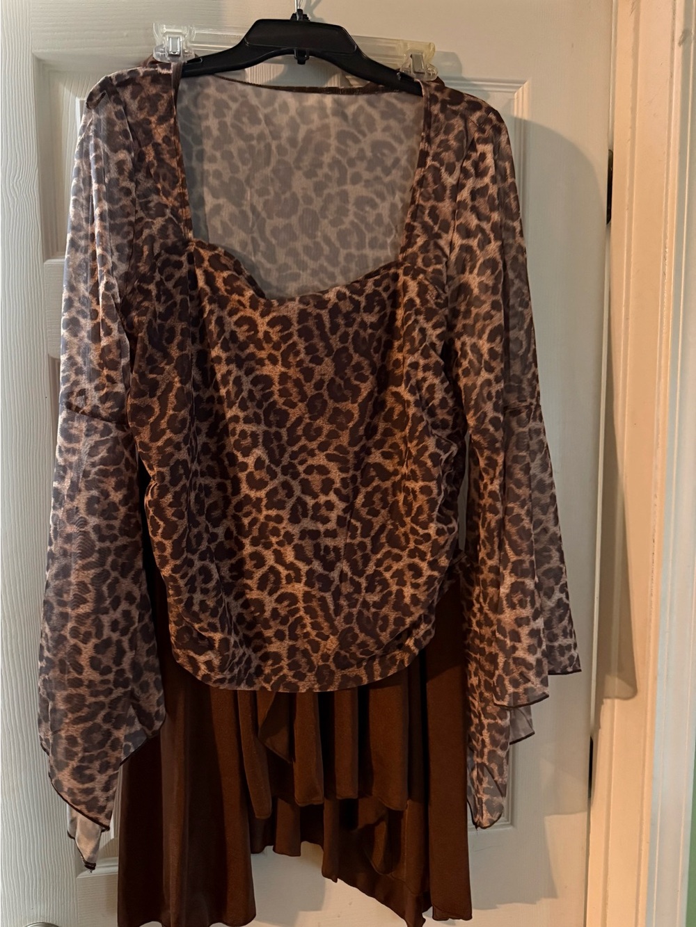 SHEIN 3X Size 18 Leopard Print 2-Pc Brown Maxi Skirt Set New